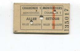 Ticket Du Chemin De Fer Du Montenvers Chamonix  - Aller Et Retour" Billet Train - SNC - Europa