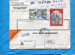 MONACO Lettre Recommandée  Contre Reboursement Cad Monte Carlo 1 6-1969-bel Afftranchissement - Briefe U. Dokumente