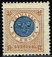 1886. Circle Type. Perf. 13. Posthorn On Back. 1 Kr. Bistre & Dark Blue. Missing One Perf. (Michel 37) - JF158944 - Nuovi