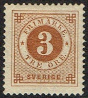 1886. Circle Type. Perf. 13. Posthorn On Back. 3 öre Yellow Brown. (Michel 30) - JF161091 - Nuovi