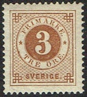 1886. Circle Type. Perf. 13. Posthorn On Back. 3 öre Yellow Brown. LUX. (Michel 30) - JF161633 - Nuovi