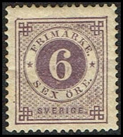 1886. Circle Type. Perf. 13. Posthorn On Back. 6 öre Red Lilac.  (Michel 33b) - JF309776 - Ongebruikt