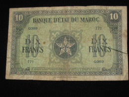 MAROC - 10 Dix Francs 1943 - Banque D'état Du Maroc   **** EN ACHAT IMMEDIAT **** - Morocco