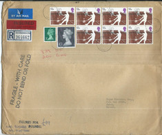 BIG COVER - Great Britain INSURED R - Letter Via Kuwait 1977 The 100th Anniversary Of The Wimbledon Tennis Championships - Brieven En Documenten