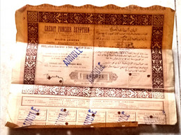 Khedive De Egypt 1880 , V Rare Obligation De 250 Francs De Credit Foncie D'Egypt - Landwirtschaft