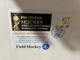 (1 Oø 17) India 2023 World Cup Field Hockey (2 Covers) 13 To 29 Janaury 2023 (with OZ Stamp) - Hockey (Field)