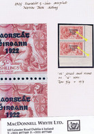 Ireland 1925 Narrow Date Saorstat Ovpt On Seahorse 5s Corner Pair Worn Accent Mint Hr - Unused Stamps