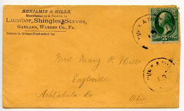 United States 1870's Dunkirk & Titusville RPO, Railway Post Office Cover; Garland, Pennsylvania To Eagleville, Ohio - Marcofilia