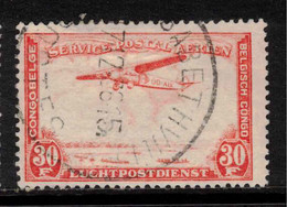 BELGIAN CONGO 1934 30f Red Air SG 204 U #ADB5 - Oblitérés