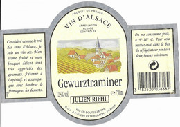 GEWURZTRAMINER JULIEN RIEHL, EGLISE DE PETERSBACH, VILLAGE - MIS EN BOUTEILLE A PETERSBACH BAS RHIN, VOIR LE SCANNER - Gewurztraminer