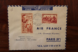 1947 AOF Sénégal France Cover Air Mail 1er Courrier Dakar Paris Par Constellation 1st Flight - Lettres & Documents