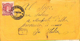 Ac6417 - ARGENTINA - POSTAL HISTORY - #J54 On COVER From TUCUMAN To ITALY  1890 - Cartas & Documentos