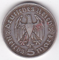 5 Reichsmark 1935 E Muldenhütten, Paul Von Hindenburg, En Argent - 5 Reichspfennig