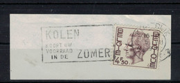 FLAMME SUR FRAGMENT BELGIQUE  5/7/1973 KOLEN KOOP TVOORRAAD IN DE ZOMER ( Lot  263 ) - Vlagstempels