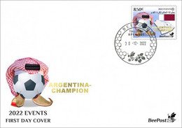 Estonia 2022 World Football Championship In Qatar Argentina - Champion BeePost FDC Stamp - 2022 – Qatar