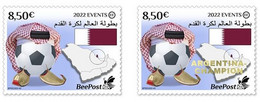 Estonia 2022 World Football Championship In Qatar Argentina - Champion BeePost Set Of 2 Stamps Mint - 2022 – Qatar