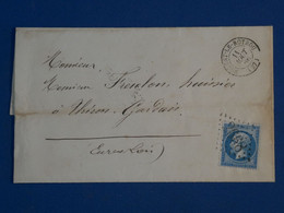 BN2 FRANCE  BELLE LETTRE 1866 NOGENT  A THERON+N° 22 +AFFRANCH. PLAISANT++ + - 1862 Napoleon III