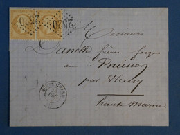 BN2 FRANCE  BELLE LETTRE 1866 MONTRICHARD  AU BUISSON +PAIRE DE N° 21  +AFFRANCH. PLAISANT++ + - 1862 Napoleone III