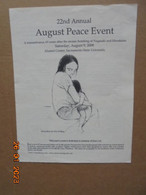 22nd Annual August Peace Event : A Remembrance, 63 Years After The Atomic Bombing Of Nagasaki And Hiroshima - Programme