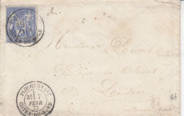 Env.   Aff 35   Obl.  PLOUGUEVAST Du 7 FEVR 77 Adressée à  LOUDEAC - 1876-1878 Sage (Type I)