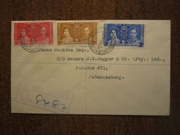 1937 REGISTERED BECHUANALAND PROTECTORATE CORONATION COVER - 1885-1964 Bechuanaland Protectorate