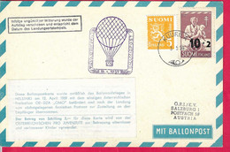 FINLAND - BALLONPOST*19.4.1959* SU CARTOLINA - Cartas & Documentos