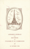 Menu : PARIS - Tour Eiffel - A.G. Des Rectifieurs De Cylindres Et De Vilebrequins - Restaurant "En Plein Ciel" (1955) - Menus