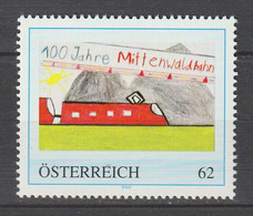 Österreich Personalisierte BM Eisenbahn 100 Jahre Mittenwaldbahn Kinderzeichnung ** Postfrisch - Timbres Personnalisés