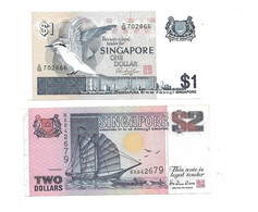 SINGAPOUR BILLETS DE 1 ET 2 DOLLARS REF 01/12 - Singapore