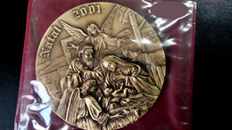 PORTUGAL MEDALHA NATAL 2001 - BRONZE MEDAL CHRISTMAS 2001 - Ø 90mm 255gr. (PLB#02-30) - Monarquía / Nobleza