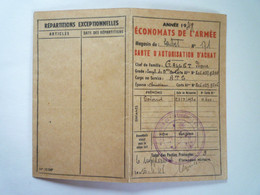 2023  -  186  ECONOMATS DE L'ARMEE  1948  :  CARTE D'AUTORISATION D'ACHAT   XXX - Documents