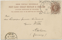 GB 1885, EXPERIMENTAL HOSTER MACHINE POSTMARK (LONDON E C Single Rim, 14 Bars (L) – CBP 10/17) On Superb QV 1d Brown Pc - Briefe U. Dokumente