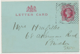 GB 1892 EXPERIMENTAL HOSTER MACHINE POSTMARK (LONDON Double Rim, 18 Bars (M) – CBP 10/21) On Superb QV 1d Carmine Postal - Lettres & Documents