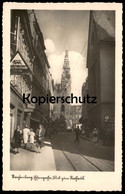 ALTE POSTKARTE REICHENBERG LIBEREC EISENGASSE BLICK ZUM RATHAUS FLEISCH-WURSTHALLE PFOHL Sudeten Ansichtskarte Postcard - Sudeten