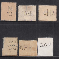 6 Diff., Great Britain Used, Perfin, Perfins - Perforés