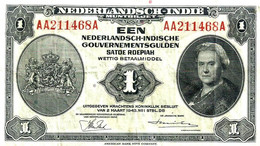 NETHERLANDS EAST INDIES 1GULDEN BLACK WOMAN HEAD FRONT MOTIVE BACK 02-03-1943 P.111 VF READ DESCRIPTION CAREFULLY !!! - Andere - Azië