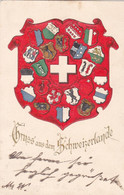 Suisse - Schweiz -  VINTAGE,POSTCARD.STICKER 22 CANTONS EMBOSSED. - St. Anton