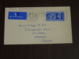 Great Britain 1948 Olympic Games Post Card FDC To Greece VF - ....-1951 Vor Elizabeth II.