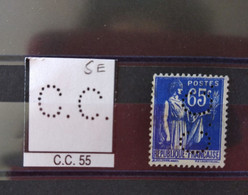 FRANCE CC55  TIMBRE C.C 55  INDICE 5 SUR PAIX 365 PERFORE PERFORES PERFIN PERFINS PERFO PERFORATION PERFORIERT - Used Stamps