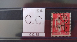 FRANCE CC55  TIMBRE C.C 55  INDICE 5 SUR PAIX 283 PERFORE PERFORES PERFIN PERFINS PERFO PERFORATION PERFORIERT - Used Stamps