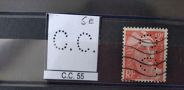 FRANCE CC55  TIMBRE C.C 55  INDICE 5 SUR GANDON  885 PERFORE PERFORES PERFIN PERFINS PERFO PERFORATION PERFORIERT - Used Stamps