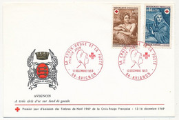 FRANCE - Env. Aff 0,40 + 0,15 X2 Nicolas Meignard - Obl CROIX ROUGE D'AVIGNON - 13 Déc 1969 AVIGNON (P.J) - Briefe U. Dokumente