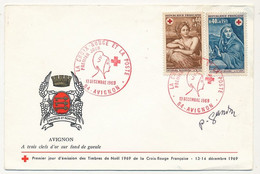FRANCE - Env. Aff 0,40 + 0,15 X2 Nicolas Meignard - Obl CROIX ROUGE D'AVIGNON - 13 Déc 1969 AVIGNON (P.J) Signée GANDON - Covers & Documents