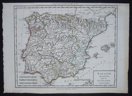 [Espagne Portugal] Carte Rehaussée. Fin 18e S. - Geographical Maps