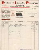 42 LE COTEAU Roanne  FACTURE 1939 Etablissement Industriel De Pneumatiques Station-service MANEVAL ( X149) - Cars
