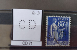 FRANCE CD 71  TIMBRE INDICE 6 SUR 365 PERFORE PERFORES PERFIN PERFINS PERFO PERFORATION PERFORIERT - Used Stamps