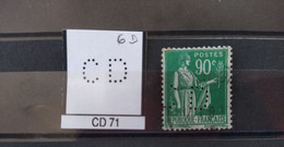 FRANCE CD 71  TIMBRE INDICE 6 SUR 367 PERFORE PERFORES PERFIN PERFINS PERFO PERFORATION PERFORIERT - Used Stamps