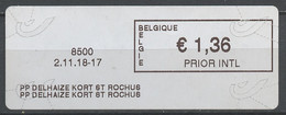 Belgique - Belgium - Belgien Marcophilie 2018 Y&T N°EMA2018-1,36€ - Michel N°AFS2018-1,36€ - Emblème Postale - Vlagstempels