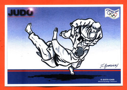 CPM GF JEUX OLYMPIQUES ATHENES 2004 " LE JUDO " ILLUSTREE PAR S BOURSIER POUR FESTICART ENGHEIN LES BAINS - 800 EX - Martiaux