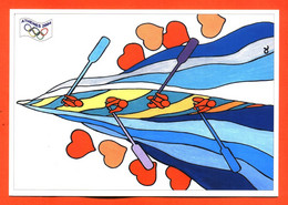 CPM GF JEUX OLYMPIQUES ATHENES 2004 " L'AVIRON " ILLUSTREE PAR M LEDOGAR POUR FESTICART ENGHEIN LES BAINS - 800 EX - Rudersport